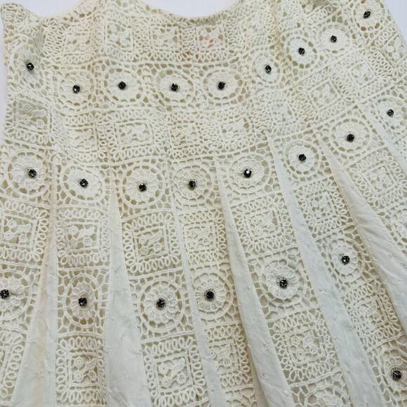 Free People Crochet and Embroidered Swing Dress with Rhinestones - Picture 3 of 11